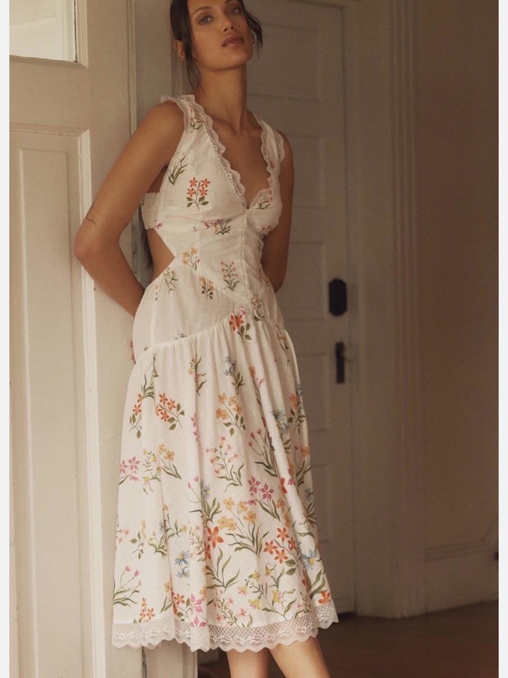 Anthropologie White Maxi Dress with Multicolor Floral Embroidery - Picture 1 of 5
